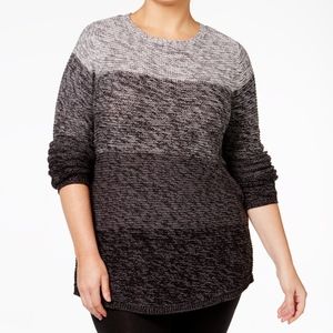Style&Co Ombre Steel Gray Knit Sweater Top NWT 0X